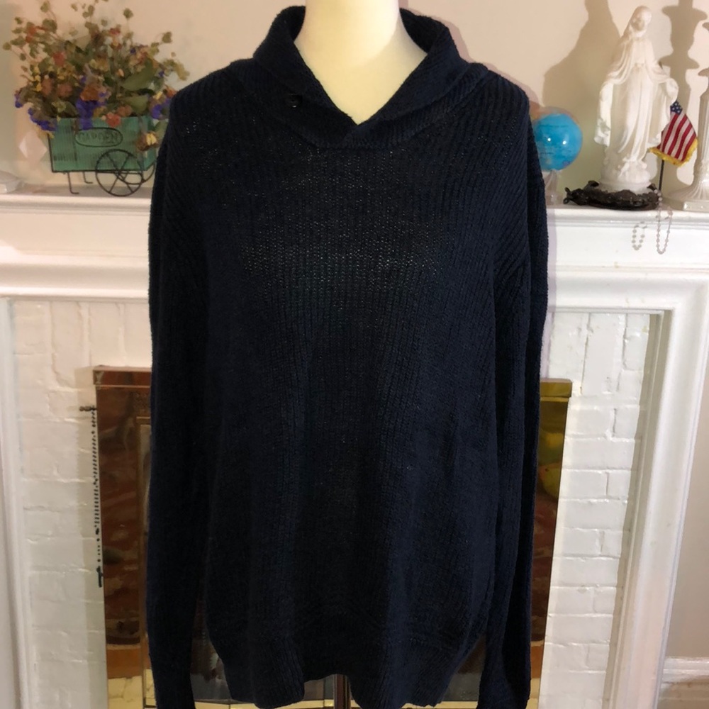 J. Crew Navy knit linen cotton sweater Sz XL